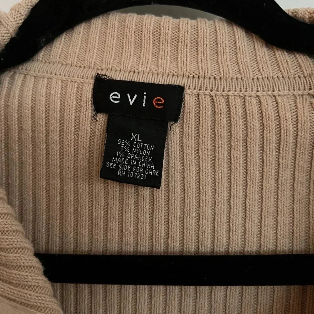 Vintage Ribbed Zip-Up Cardigan Jacket by Evie (XL) - Picture 3 of 4